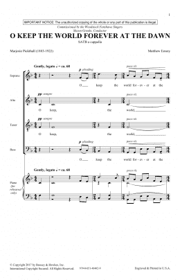 page one of O Keep The World Forever At The Dawn (SATB Choir)