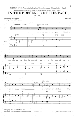 page one of In The Presence Of The Past (SATB Choir)