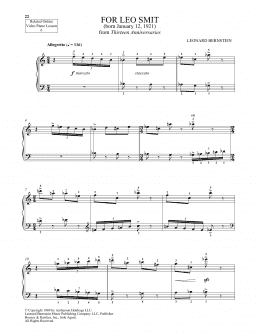 page one of For Leo Smit (Piano Solo)