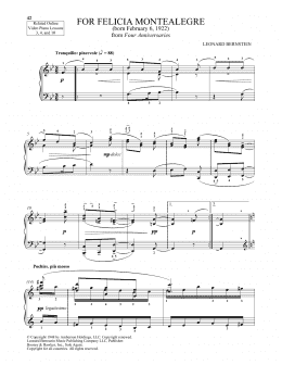page one of For Felicia Montealegre (Piano Solo)