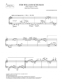 page one of For William Schuman (Piano Solo)