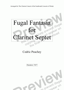 page one of Fugal Fantasia for Clarinet Septet