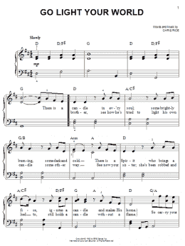 page one of Go Light Your World (Easy Piano)
