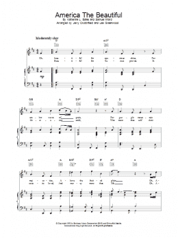 page one of America The Beautiful (Piano, Vocal & Guitar Chords)