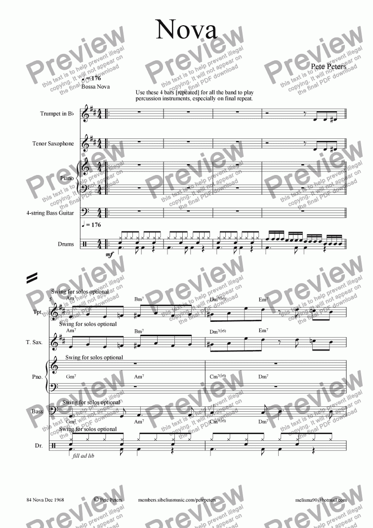 page one of Nova [5 piece Latin/Swing]