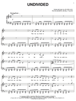 page one of Undivided (Piano, Vocal & Guitar Chords (Right-Hand Melody))