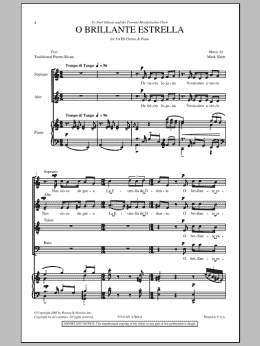 page one of O Brillante Estrella (SATB Choir)