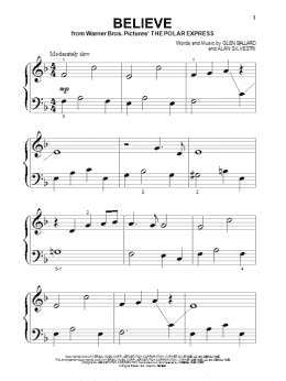 page one of Believe (from The Polar Express) (Beginning Piano Solo)