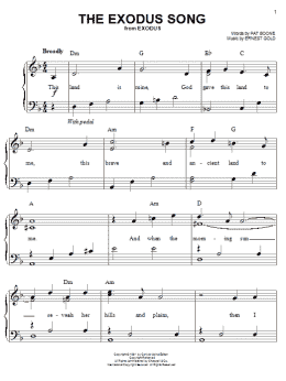 page one of The Exodus Song (Easy Piano)
