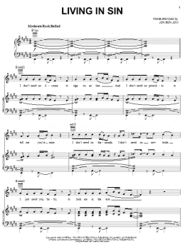 page one of Living In Sin (Piano, Vocal & Guitar Chords (Right-Hand Melody))