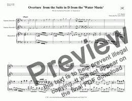 page one of Overture from Suite in D for Two Descant Recorders & Harpsichord