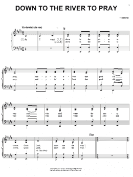 page one of Down To The River To Pray (Piano & Vocal)