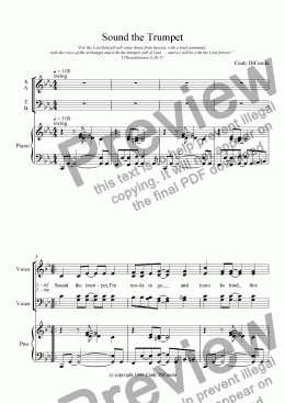 page one of Sound the Trumpet - SATB with Piano