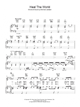 page one of Heal The World (Piano, Vocal & Guitar Chords)