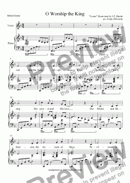 page one of O Worship the King - vocal & piano