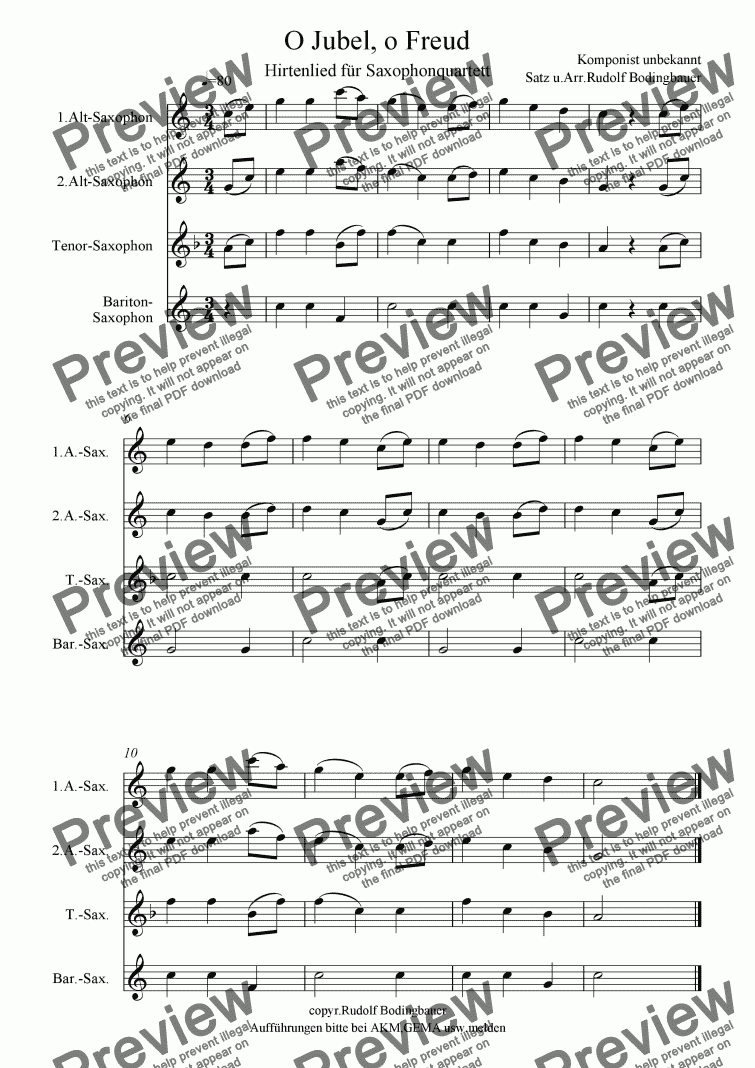 page one of O Jubel, o Freud  Saxophonquartett