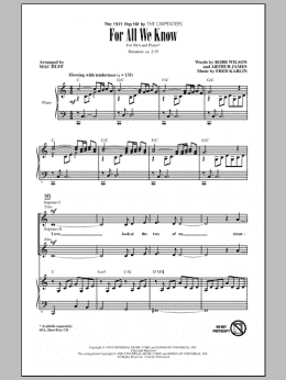 page one of For All We Know (arr. Mac Huff) (SSA Choir)
