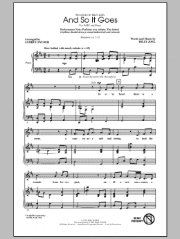page one of And So It Goes (arr. Audrey Snyder) (SAB Choir)