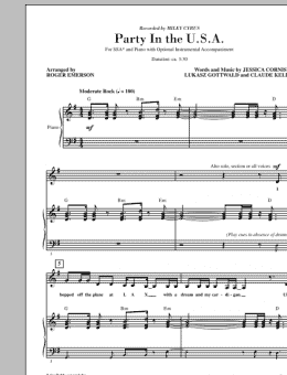 page one of Party In The USA (arr. Roger Emerson) (SSA Choir)