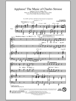 page one of Applause! - The Music of Charles Strouse (SATB Choir)