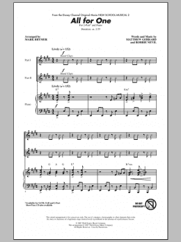 page one of All For One (from High School Musical 2) (2-Part Choir)