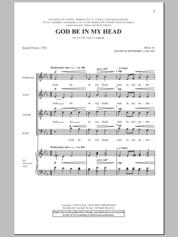 page one of God Be In My Head (SATB Choir)