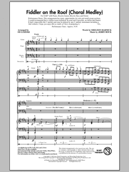 page one of Fiddler On The Roof (Choral Medley) (arr. Ed Lojeski) (SAB Choir)