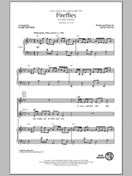 page one of Fireflies (arr. Mark Brymer) (2-Part Choir)