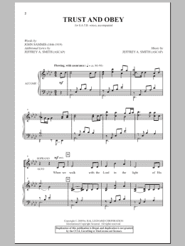 page one of Trust And Obey (SATB Choir)