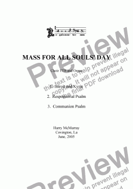 page one of Mass for All Souls' Day TTB