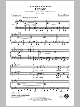 page one of Thriller (2-Part Choir)