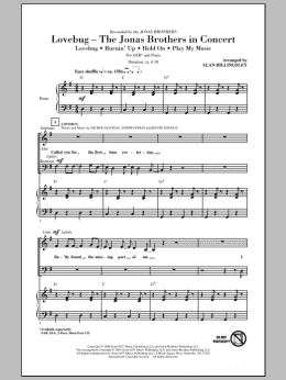 page one of Lovebug - The Jonas Brothers In Concert (Medley) (SAB Choir)