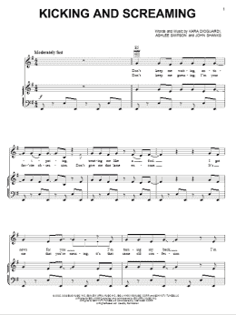page one of Kicking And Screaming (Piano, Vocal & Guitar Chords (Right-Hand Melody))
