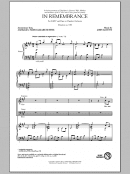 page one of In Remembrance (SATB Choir)