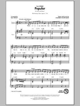 page one of Popular (from Wicked) (arr. Mac Huff) (SSA Choir)
