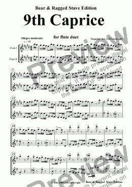 page one of 9th Caprice for flute duet