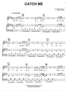 page one of Catch Me (Piano, Vocal & Guitar Chords (Right-Hand Melody))