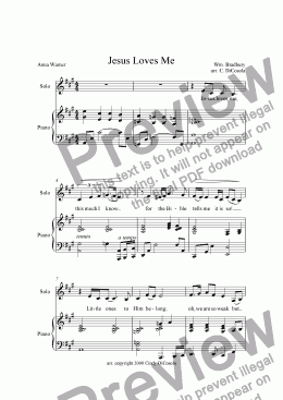 page one of Jesus Loves Me - vocal solo w/piano