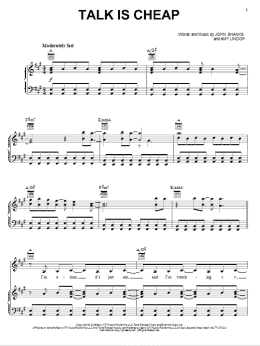 page one of Talk Is Cheap (Piano, Vocal & Guitar Chords (Right-Hand Melody))