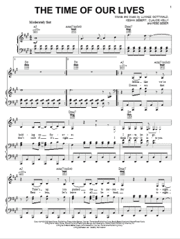page one of The Time Of Our Lives (Piano, Vocal & Guitar Chords (Right-Hand Melody))