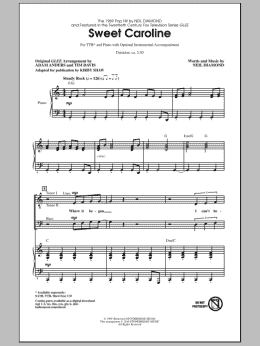 page one of Sweet Caroline (Ed. Kirby Shaw) (TTB Choir)