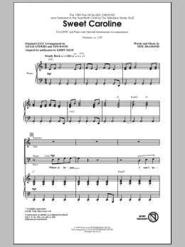 page one of Sweet Caroline (Ed. Kirby Shaw) (SATB Choir)