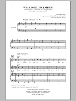 page one of Welcome, December! (2-Part Choir)