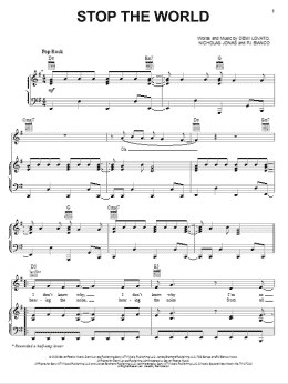 page one of Stop The World (Piano, Vocal & Guitar Chords (Right-Hand Melody))