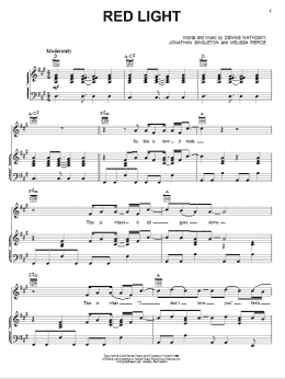 page one of Red Light (Piano, Vocal & Guitar Chords (Right-Hand Melody))