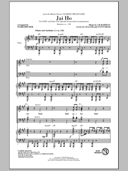 page one of Jai Ho (from The Motion Picture Slumdog Millionaire) (SATB Choir)