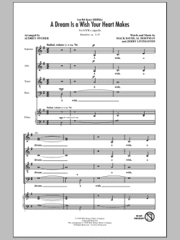 page one of A Dream Is A Wish Your Heart Makes (from Cinderella) (arr. Audrey Snyder) (SATB Choir)