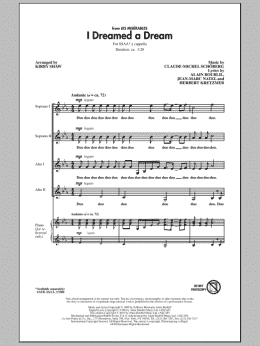 page one of I Dreamed A Dream (SSAA Choir)