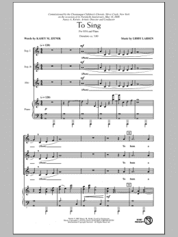 page one of To Sing (SSA Choir)