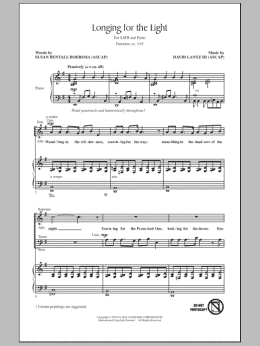 page one of Longing For The Light (SATB Choir)